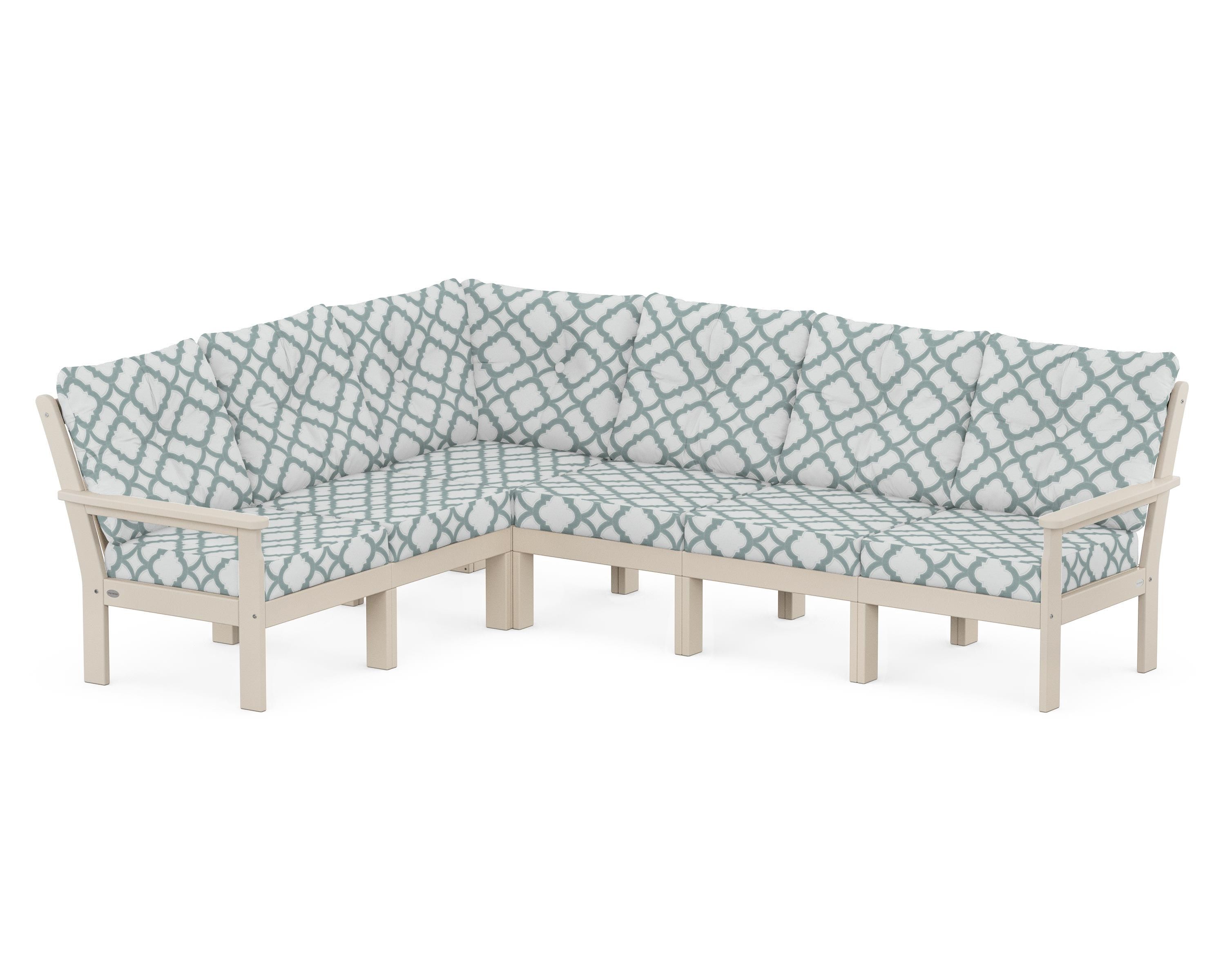 POLYWOOD® Vineyard 6-Piece Sectional in Sand / Trellis Glacier Spa