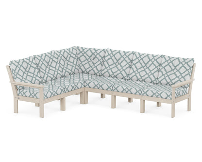 POLYWOOD® Vineyard 6-Piece Sectional in Sand / Trellis Glacier Spa