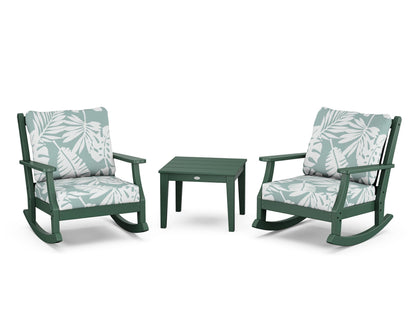 Country Living Wovendale 3-Piece Deep Seating Rocker Set in Green / Leaf Glacier Spa