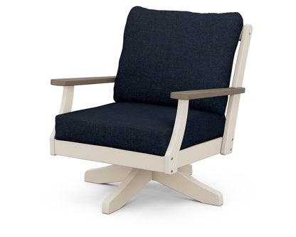 POLYWOOD® Braxton Deep Seating Swivel Chair in Sand / Kona / Marine Indigo
