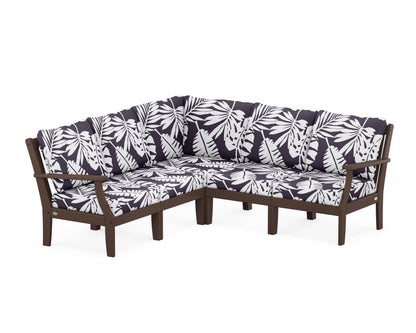 POLYWOOD® Braxton Modular 5-Piece Deep Seating Set in Mahogany / Leaf Navy