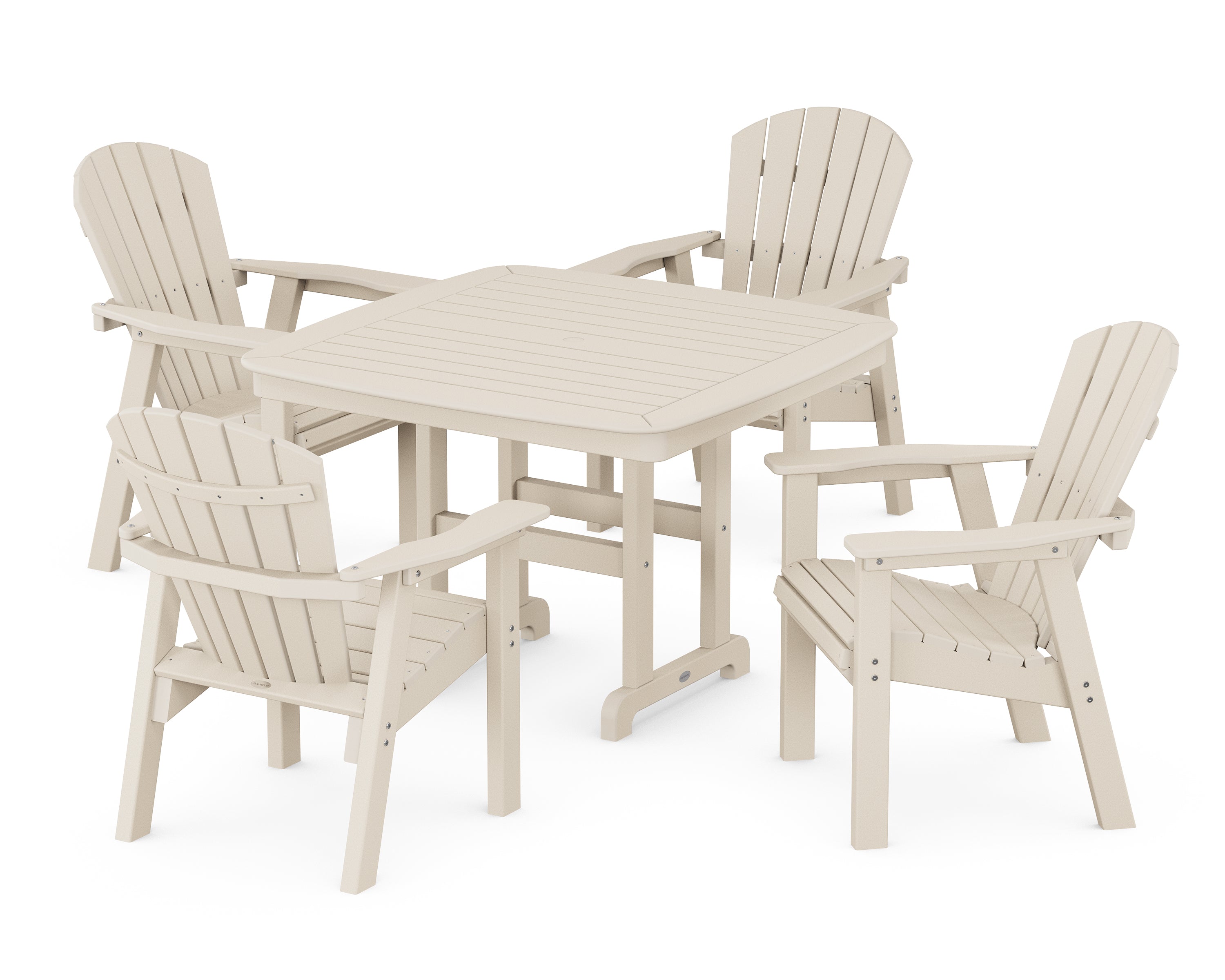 POLYWOOD® Seashell 5-Piece Dining Set with Trestle Legs in Sand
