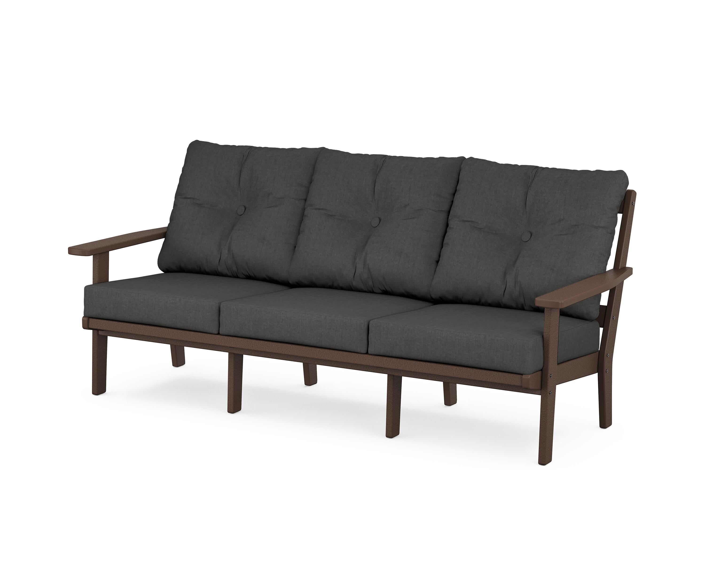 POLYWOOD® Oxford Deep Seating Sofa in Mahogany / Spectrum Carbon