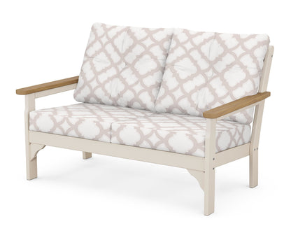 POLYWOOD® Vineyard Deep Seating Loveseat in Sand / Natural / Trellis Dune Burlap