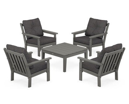 POLYWOOD® Vineyard 5-Piece Deep Seating Conversation Set in Slate Grey / Ash Charcoal