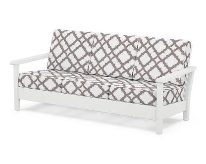POLYWOOD® Harbour Deep Seating Sofa in White / Trellis Grey Mist