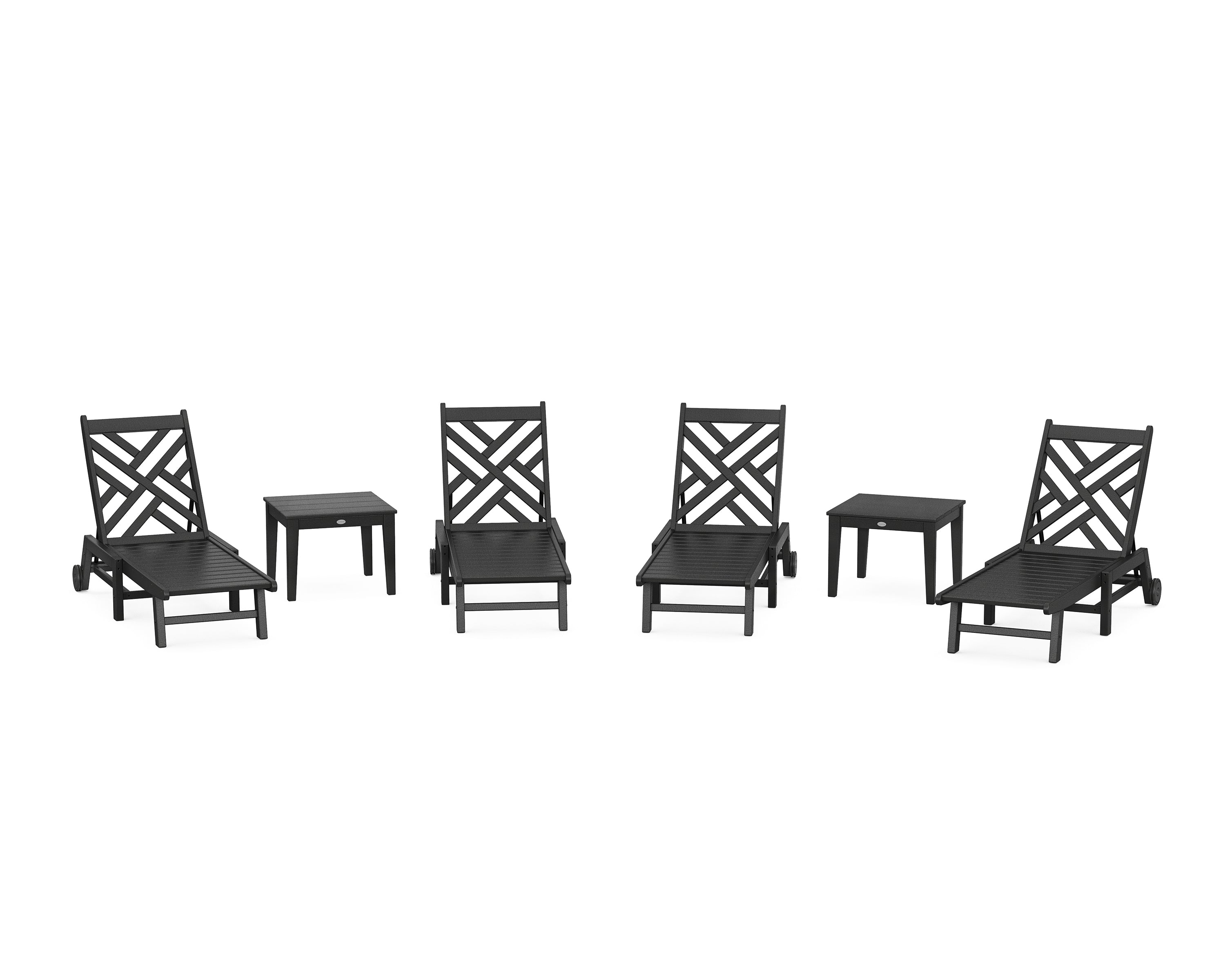 POLYWOOD® Chippendale 6-Piece Chaise Set with Wheels in Black
