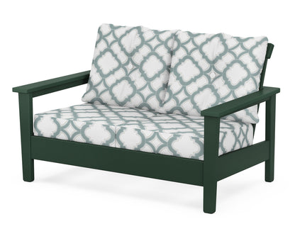 POLYWOOD® Prescott Deep Seating Loveseat in Green / Trellis Glacier Spa