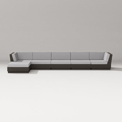PW Designer Series Elevate 6-Piece Chaise Sectional in Vintage Coffee / Granite