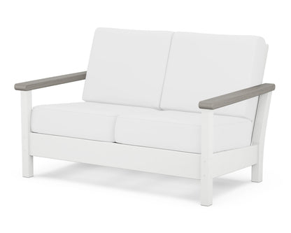 POLYWOOD® Harbour Deep Seating Loveseat in White / Driftwood / Natural