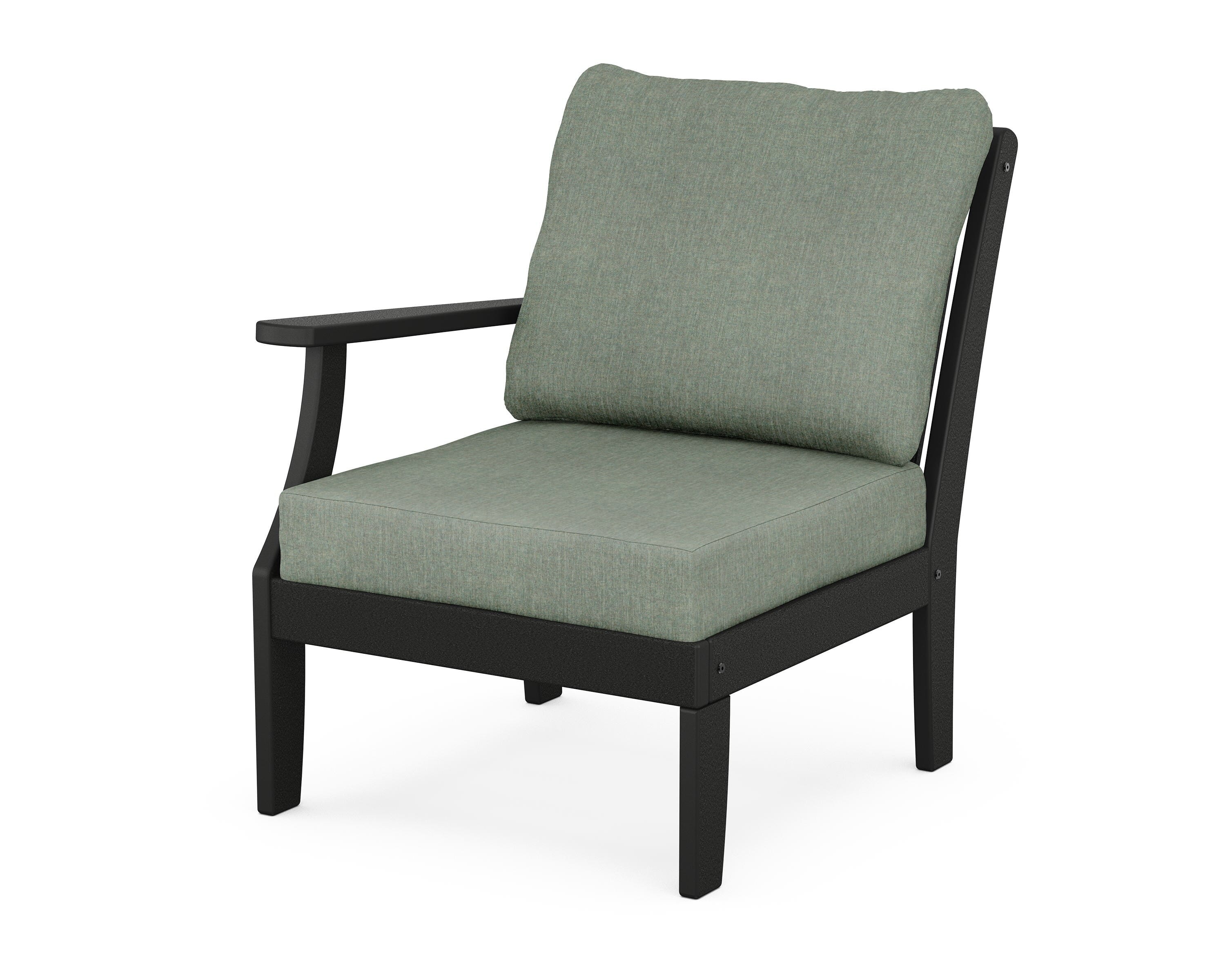 POLYWOOD® Braxton Modular Left Arm Chair in Black / Cast Sage