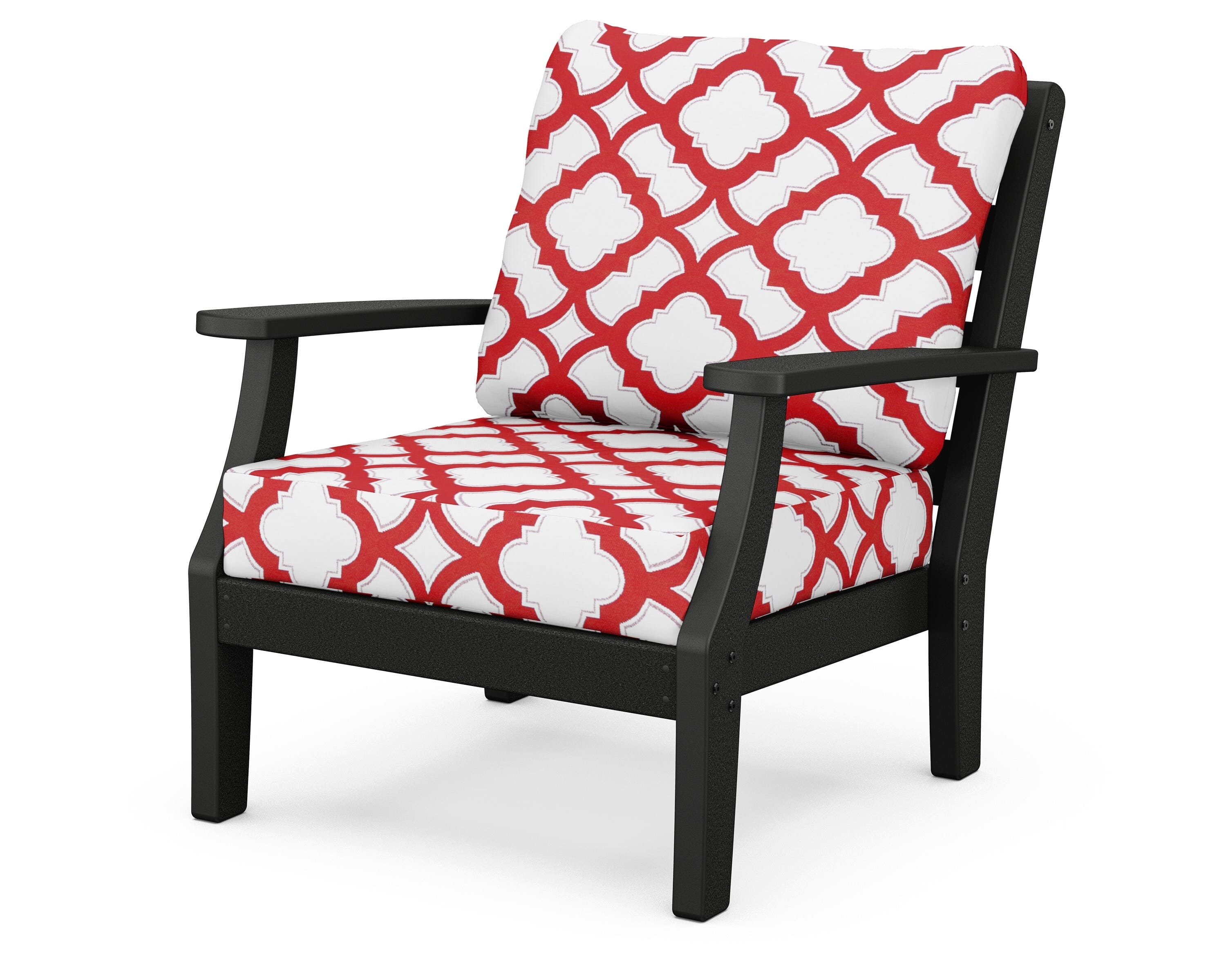 POLYWOOD® Chesapeake Deep Seating Chair in Black / Trellis Crimson