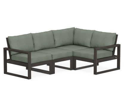 POLYWOOD® EDGE 4-Piece Modular Deep Seating Set in Vintage Coffee / Cast Sage