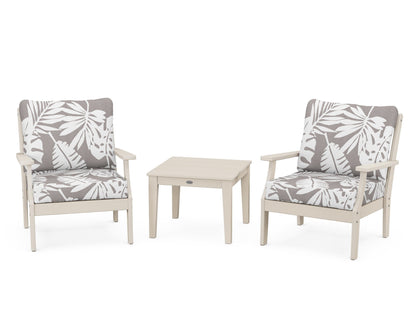 POLYWOOD® Braxton 3-Piece Deep Seating Set in Sand / Leaf Grey Mist