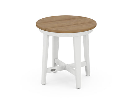 POLYWOOD® Newport 19" Round End Table in White / Natural