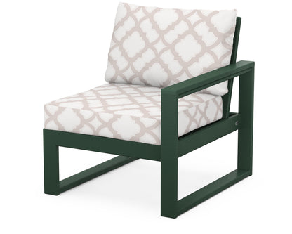 POLYWOOD® EDGE Modular Right Arm Chair in Green / Trellis Dune Burlap