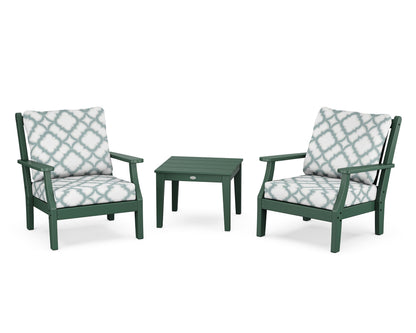 Country Living Wovendale 3-Piece Deep Seating Set in Green / Trellis Glacier Spa