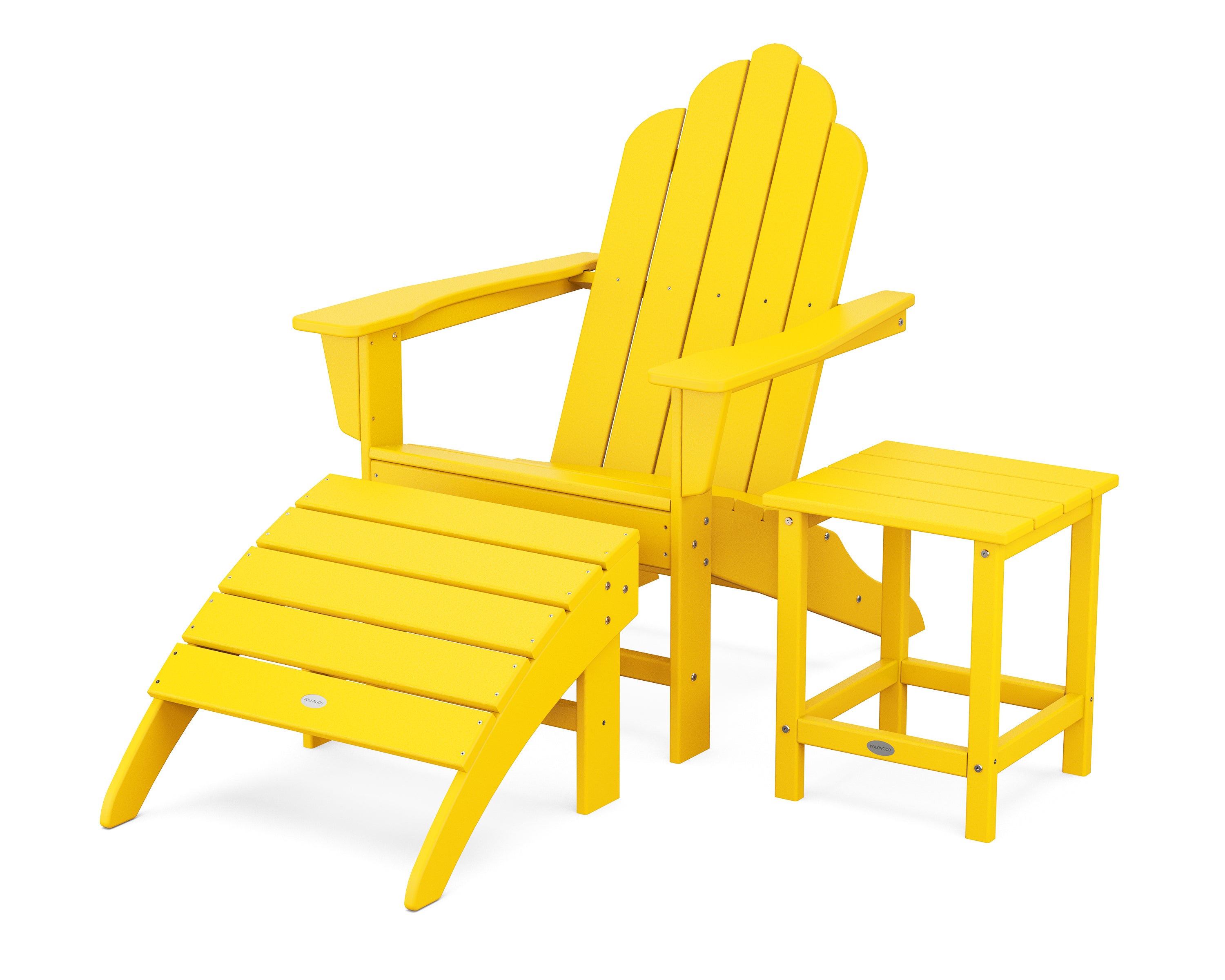 POLYWOOD® Long Island Adirondack 3-Piece Set in Lemon