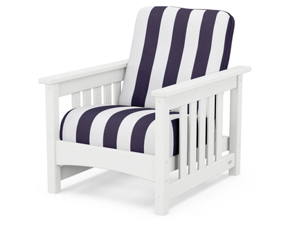 POLYWOOD® Club Mission Chair in White / Cabana Stripe Navy