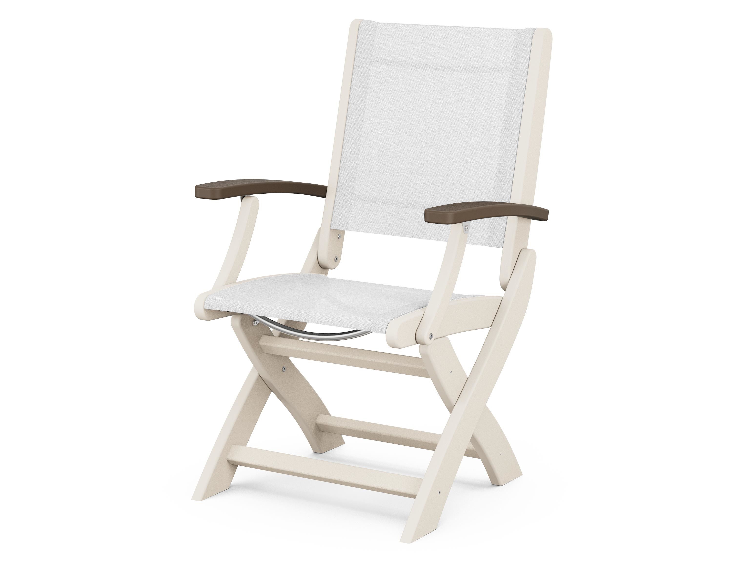 POLYWOOD® Coastal Folding Chair in Sand / Kona / White Sling