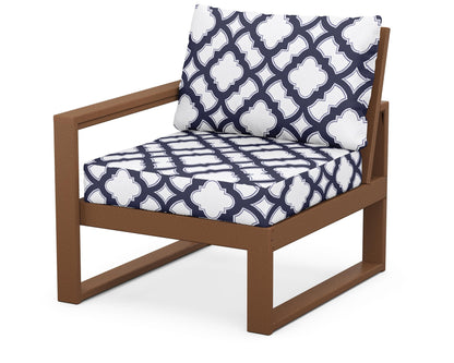 POLYWOOD® EDGE Modular Left Arm Chair in Teak / Trellis Navy