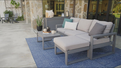 POLYWOOD® EDGE Modular Left Arm Chair in White / Blend Linen