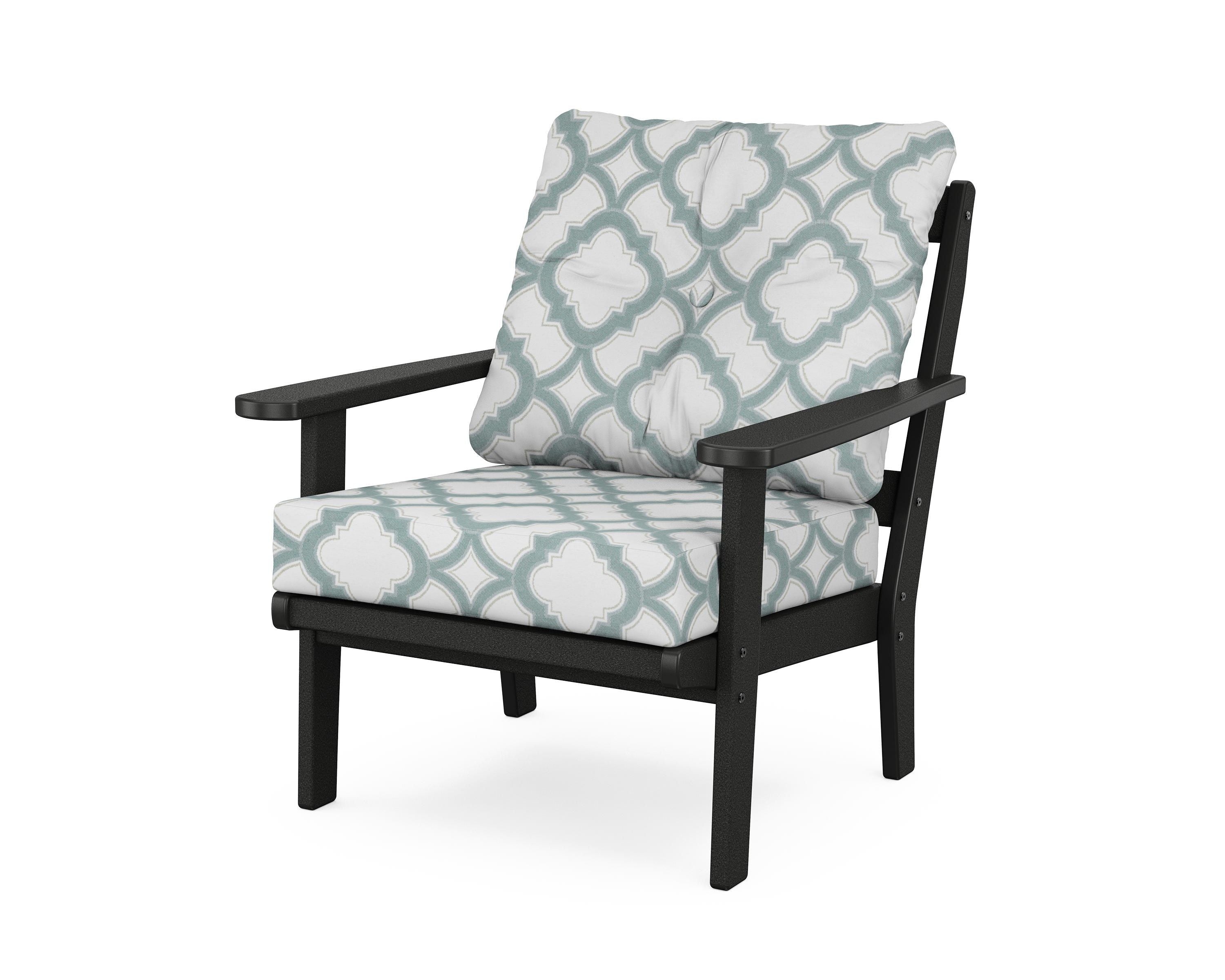 POLYWOOD® Mission Deep Seating Chair in Black / Trellis Glacier Spa