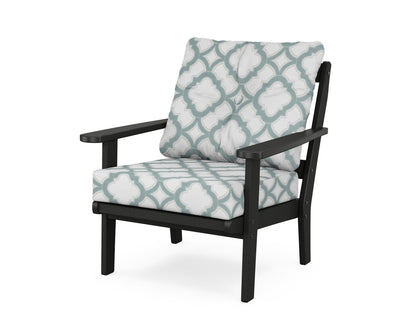 POLYWOOD® Mission Deep Seating Chair in Black / Trellis Glacier Spa