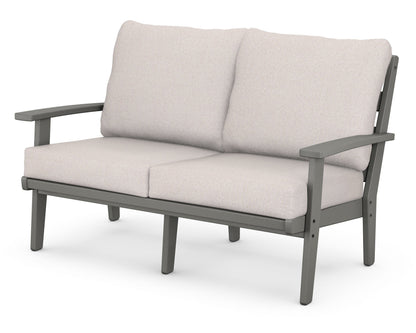 POLYWOOD® Grant Park Deep Seating Loveseat in Slate Grey / Dune Burlap
