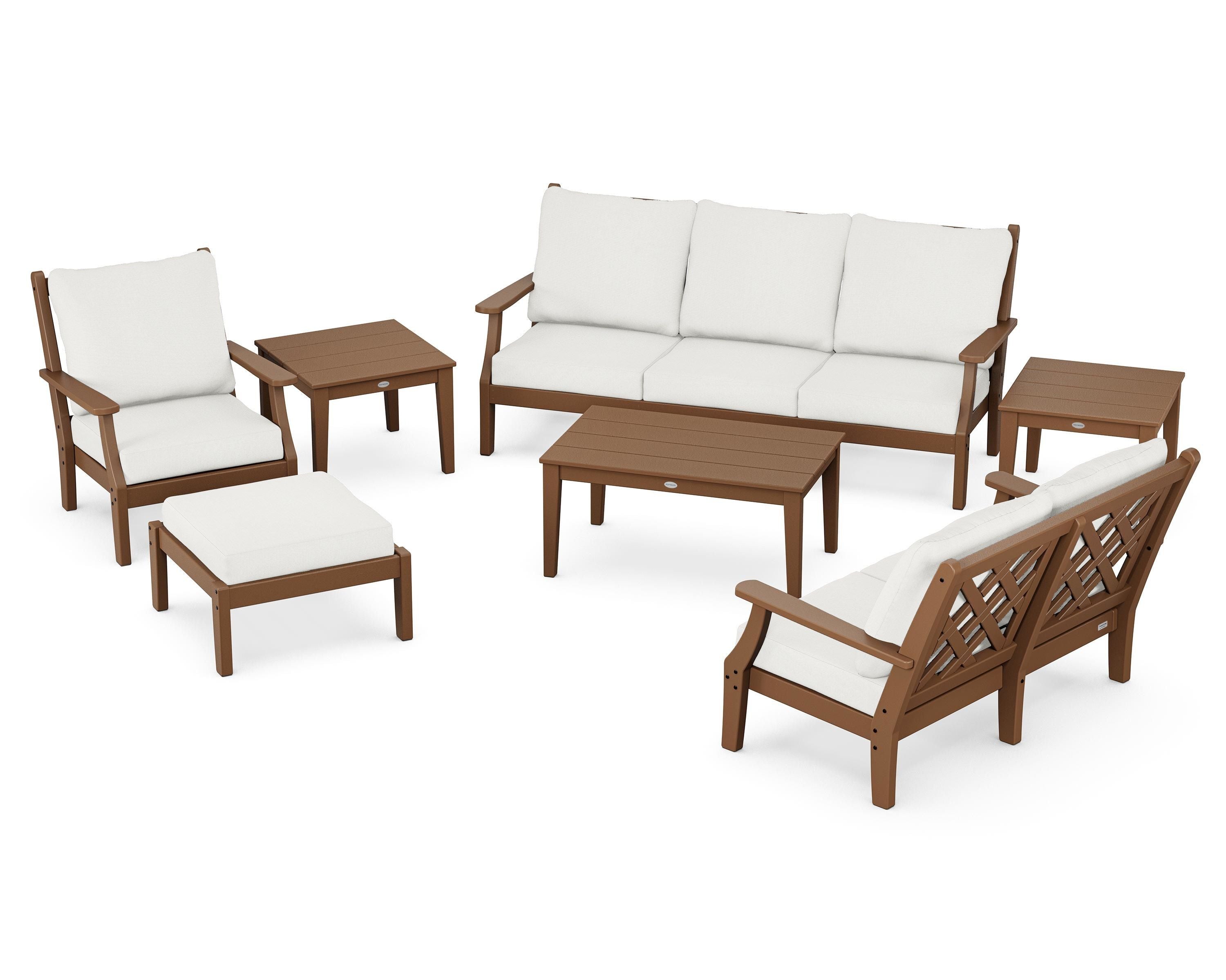 Country Living Wovendale 7-Piece Deep Seating Set in Teak / Natural Linen