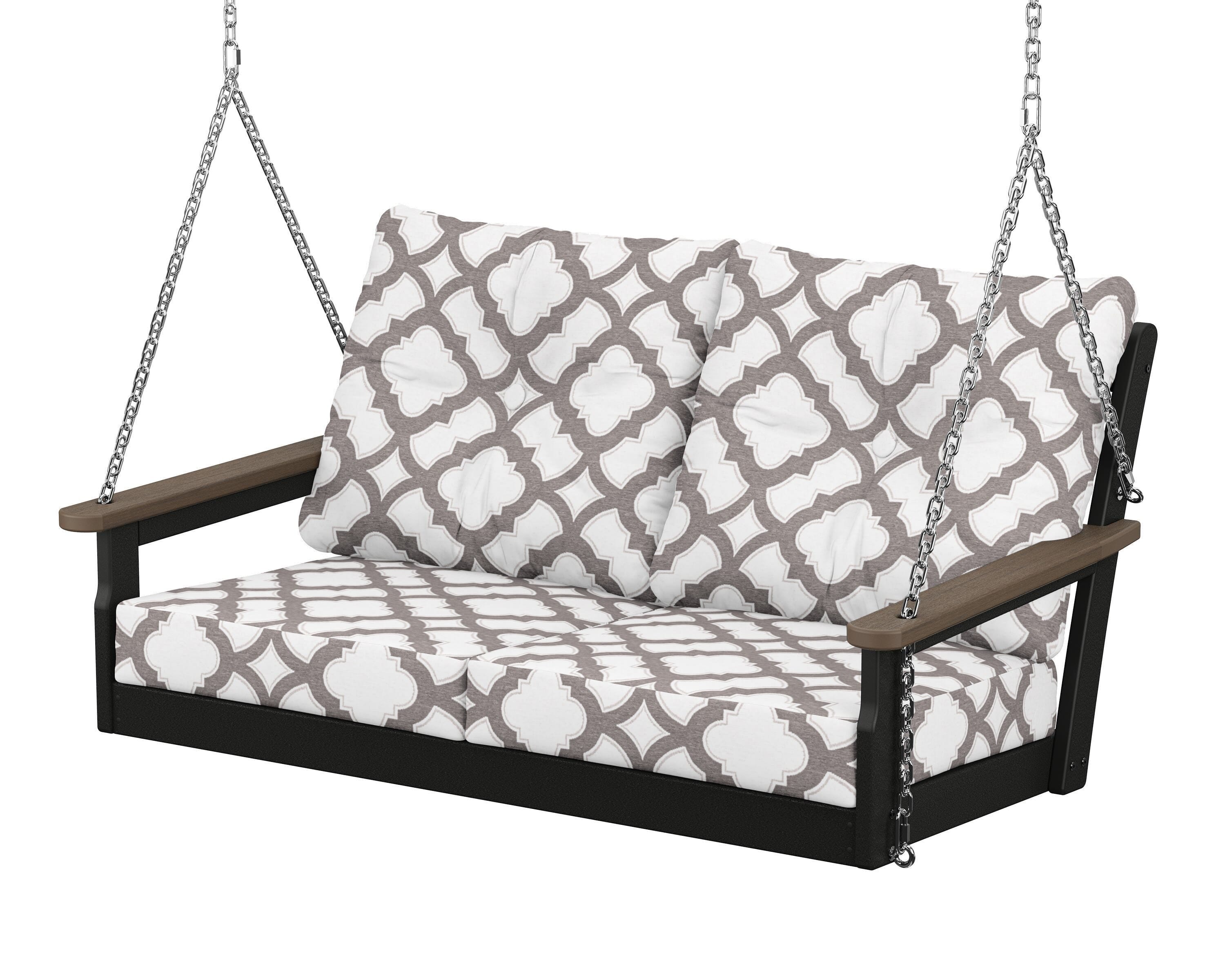 POLYWOOD® Vineyard Deep Seating Swing in Black / Kona / Trellis Grey Mist