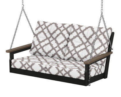 POLYWOOD® Vineyard Deep Seating Swing in Black / Kona / Trellis Grey Mist