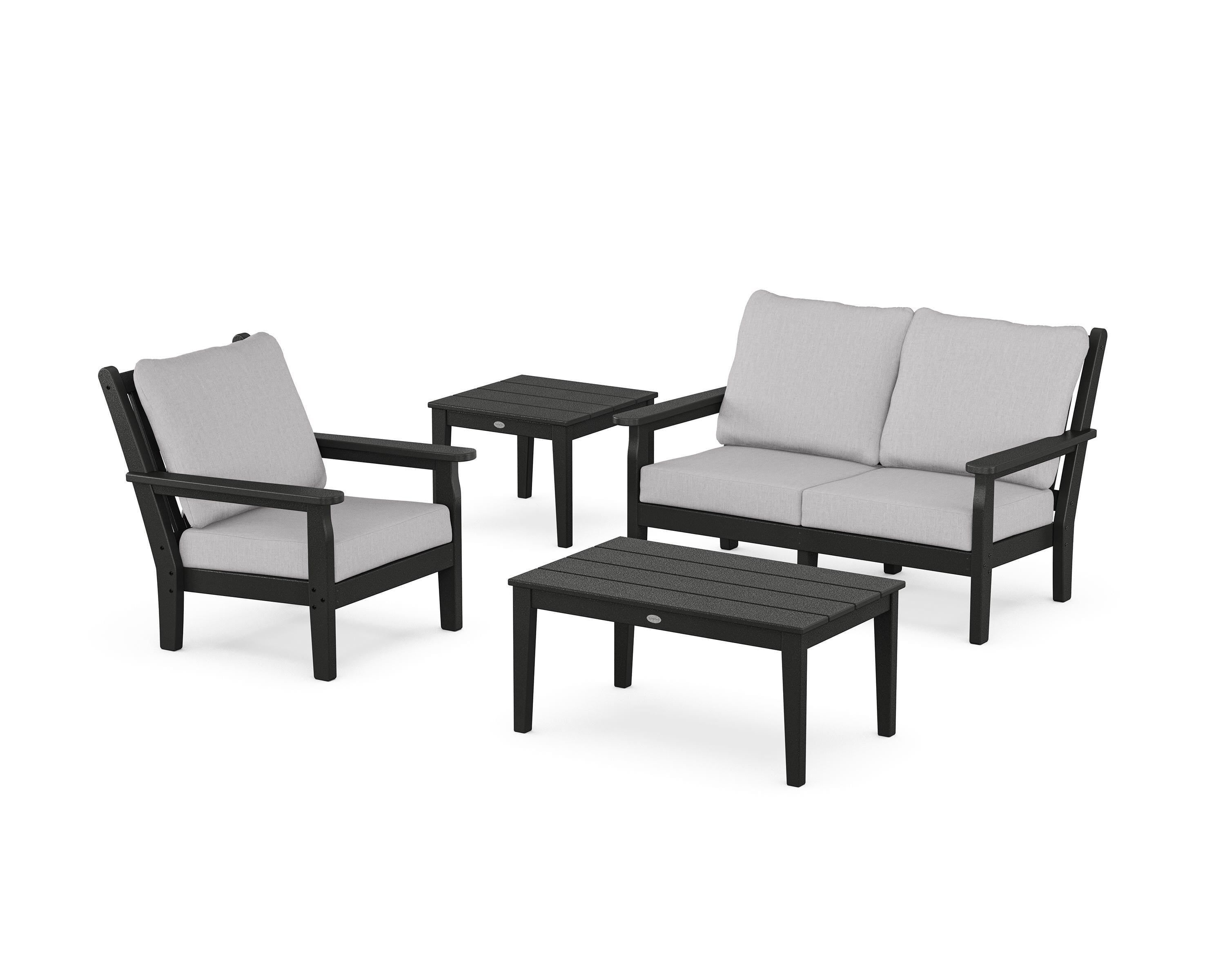 POLYWOOD® Chippendale 4-Piece Deep Seating Set in Black / Granite