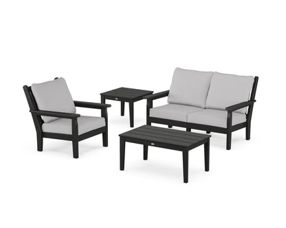 POLYWOOD® Chippendale 4-Piece Deep Seating Set in Black / Granite