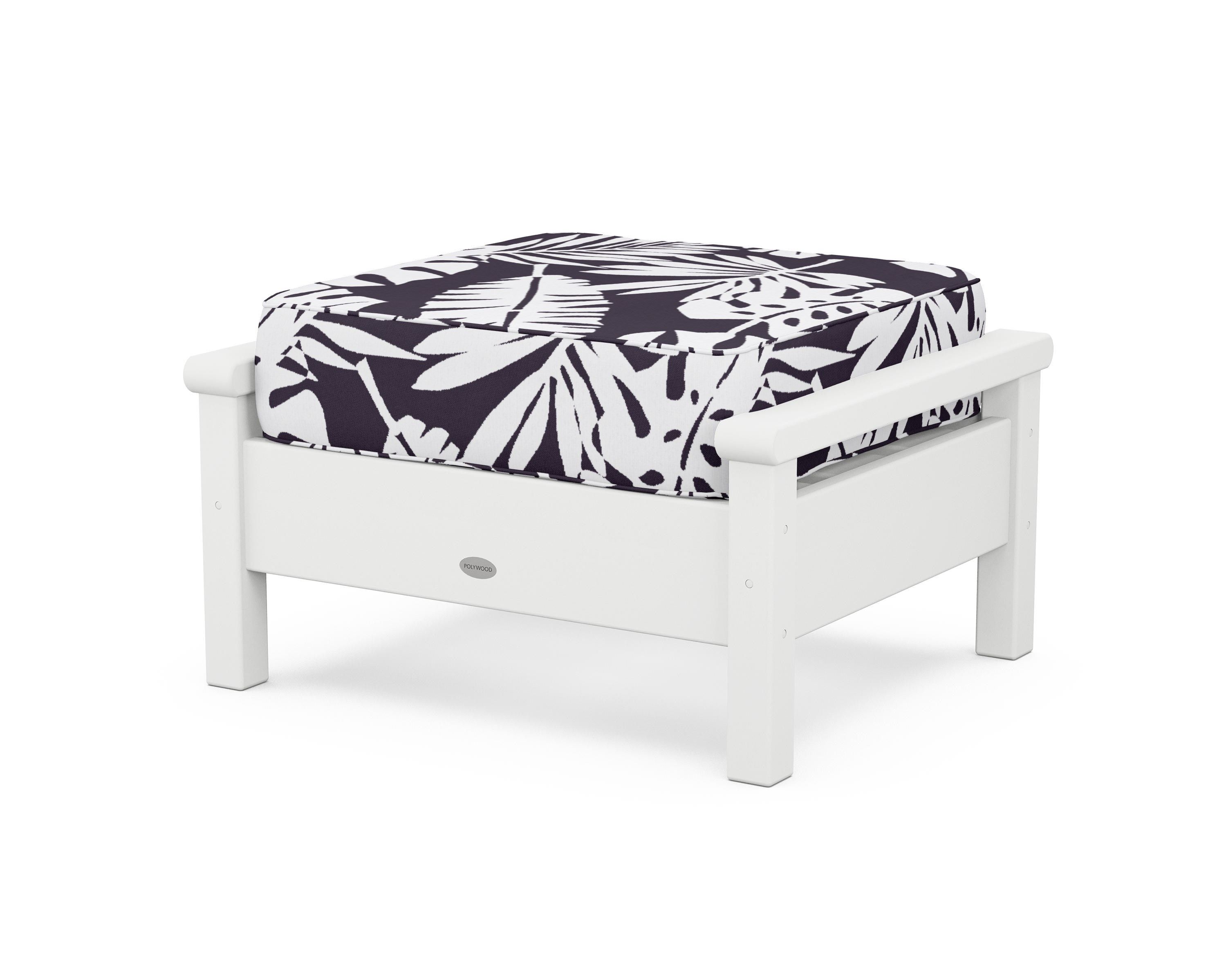 POLYWOOD® Harbour Deep Seating Ottoman in White / Leaf Navy