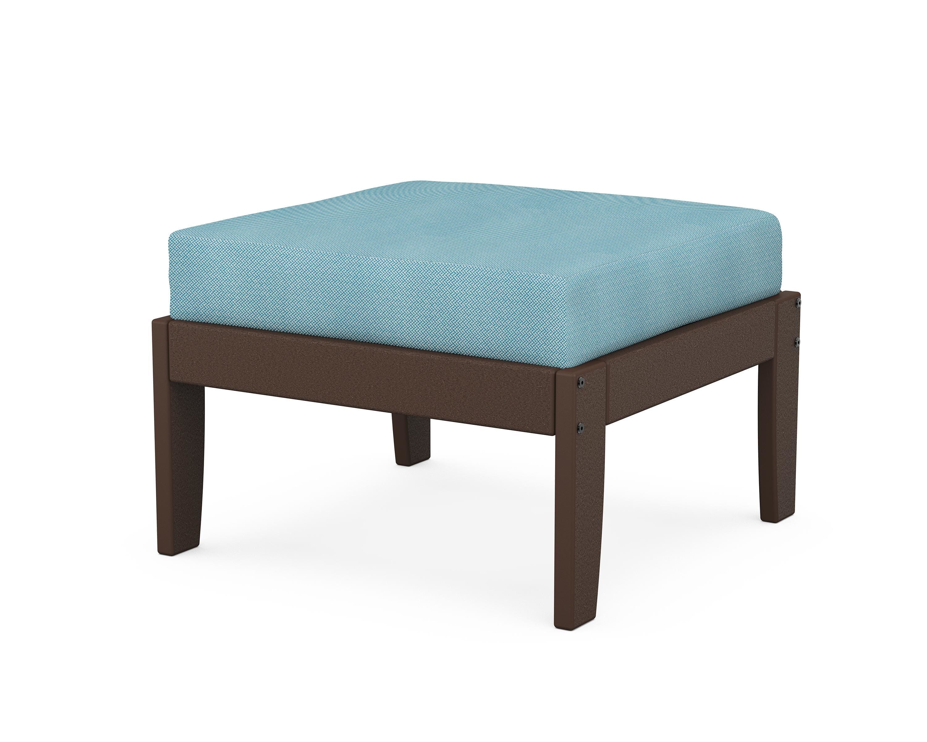 Unbranded Modular Ottoman - Classic in Mahogany / Lattice Sky Blue