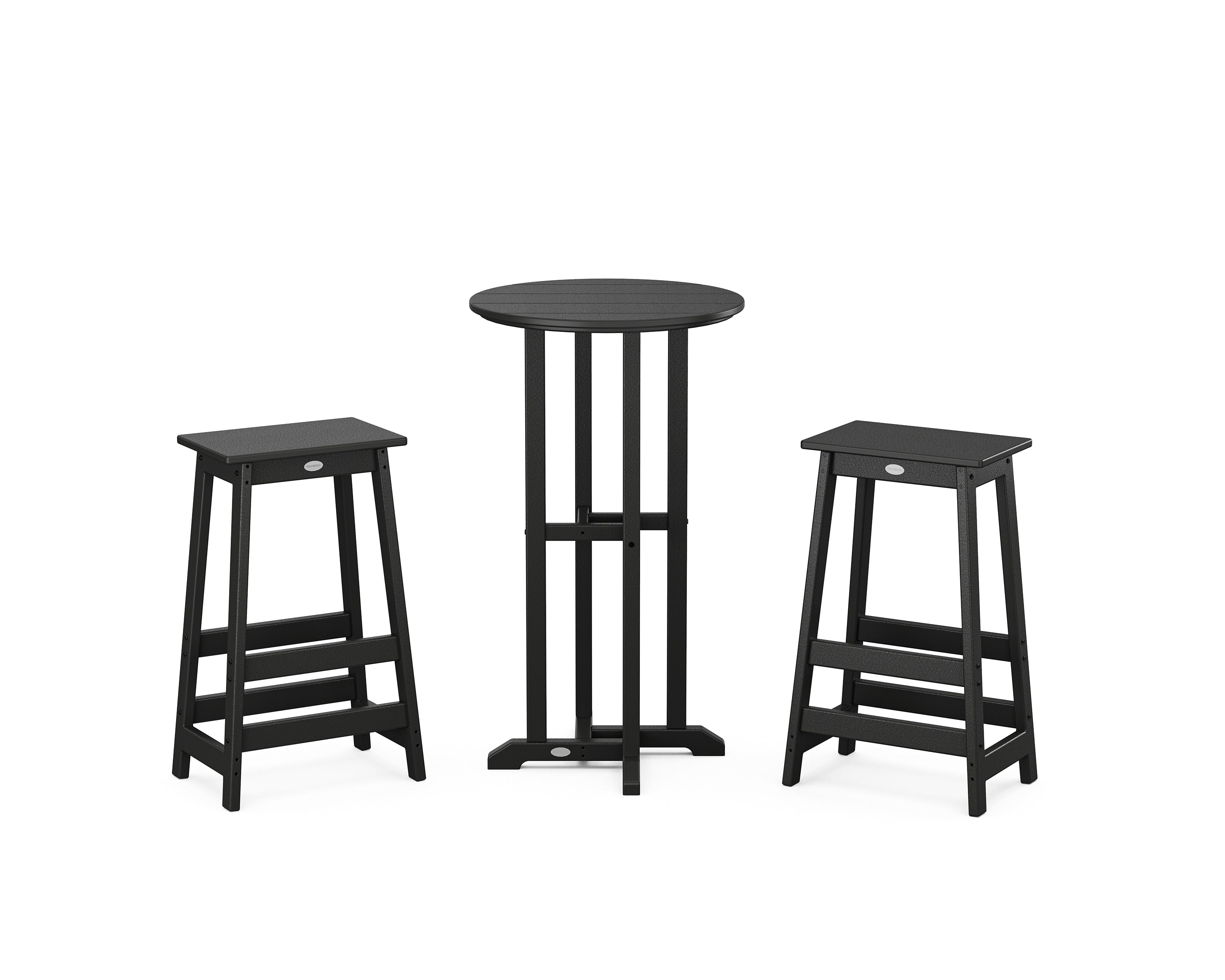 POLYWOOD® Modern Studio Bar Stool 3-Piece Bistro Set in Black