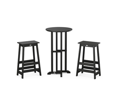 POLYWOOD® Modern Studio Bar Stool 3-Piece Bistro Set in Black