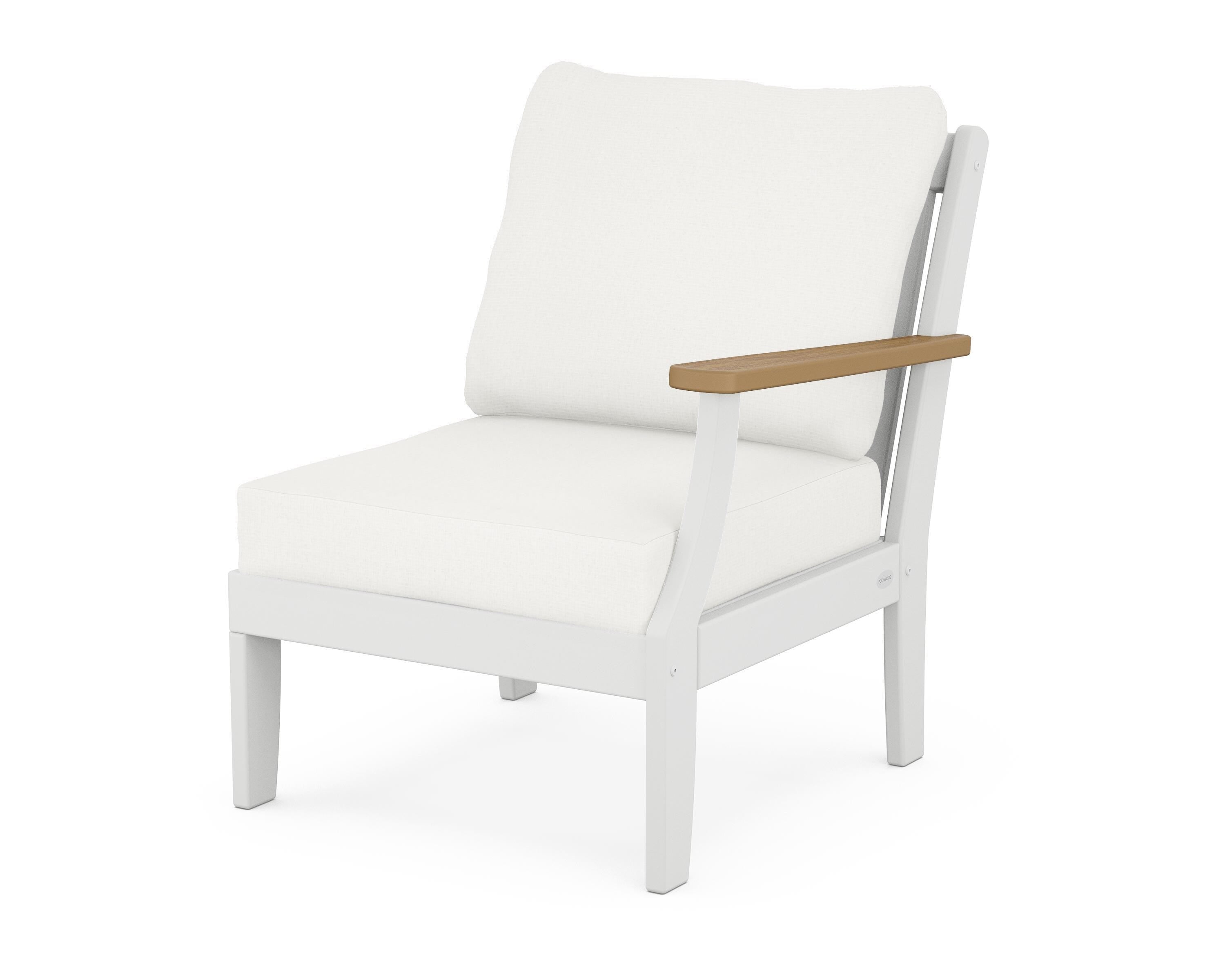 POLYWOOD® Braxton Modular Right Arm Chair in White / Natural / Natural Linen