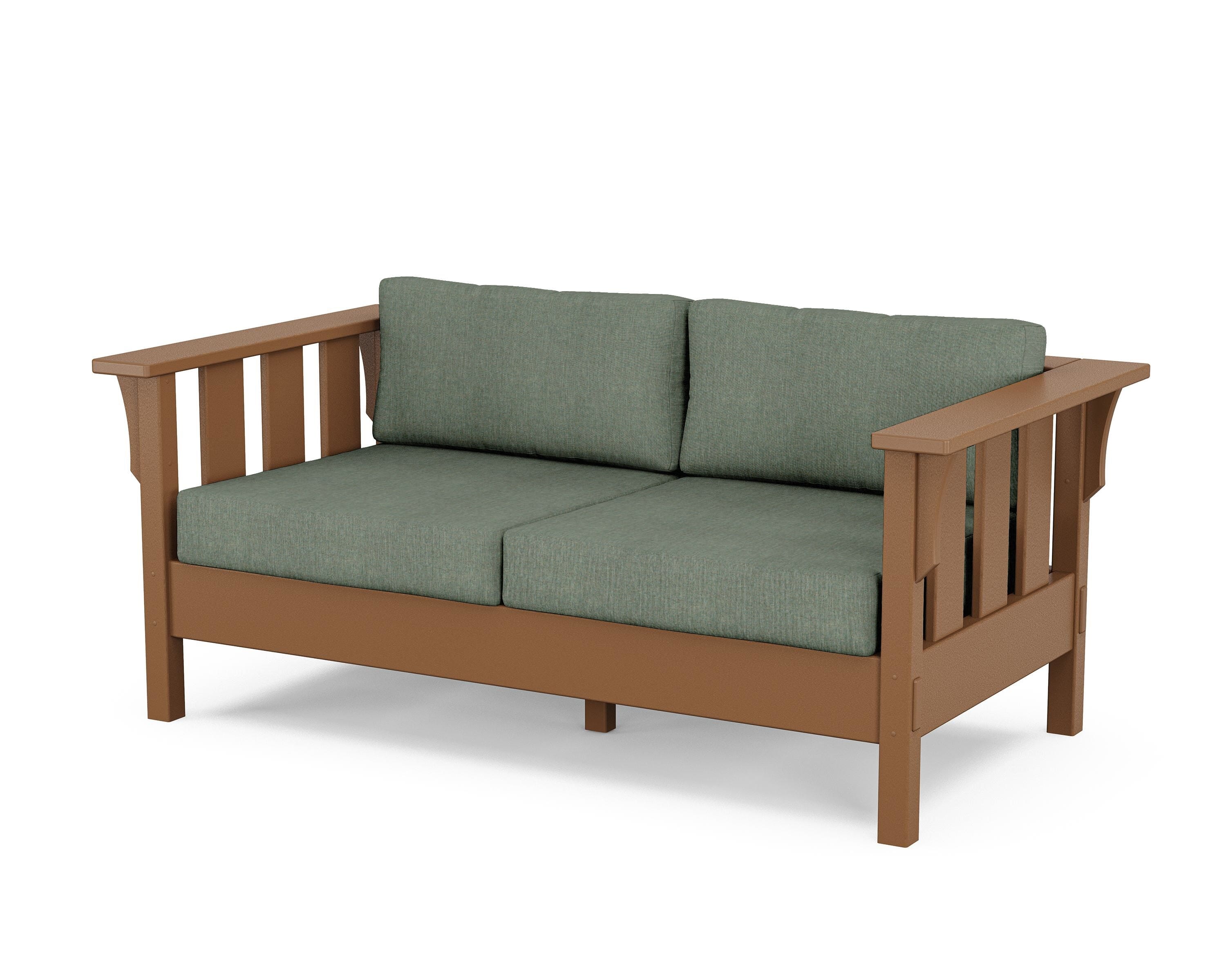 Martha Stewart by POLYWOOD® Acadia Deep Seating Loveseat in Teak / Cast Sage