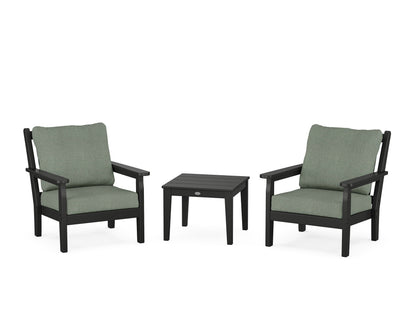 POLYWOOD® Chippendale 3-Piece Deep Seating Set in Black / Cast Sage