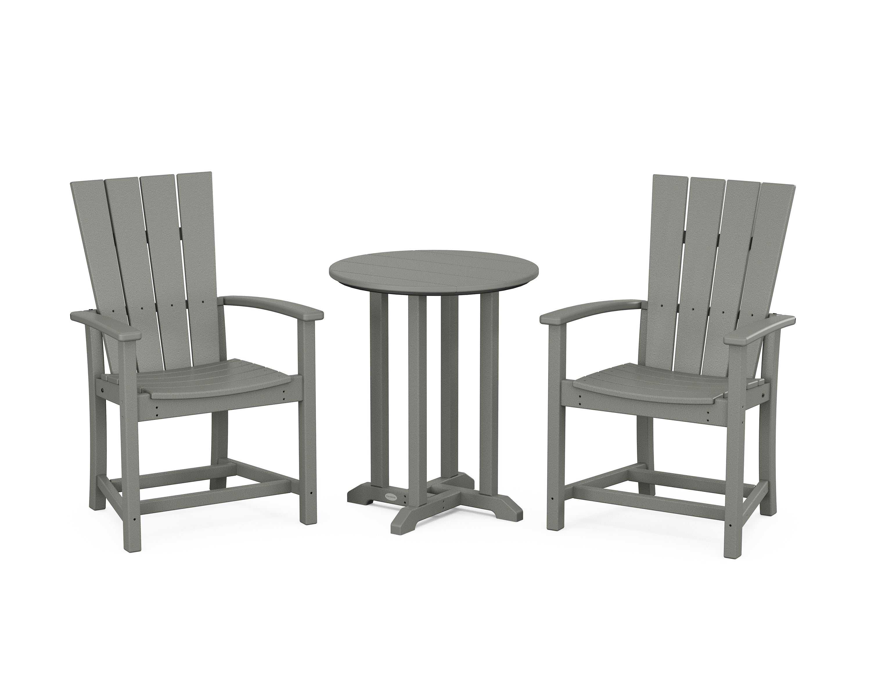 POLYWOOD® Quattro 3-Piece Round Farmhouse Bistro Dining Set in Slate Grey