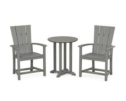 POLYWOOD® Quattro 3-Piece Round Farmhouse Bistro Dining Set in Slate Grey