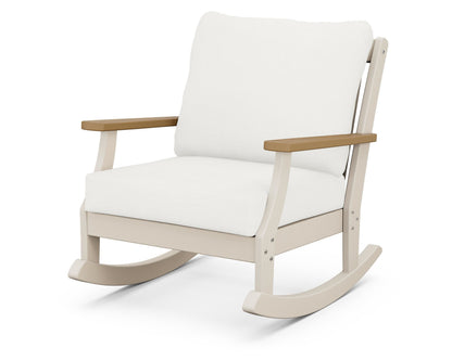 POLYWOOD® Braxton Deep Seating Rocking Chair in Sand / Natural / Natural Linen