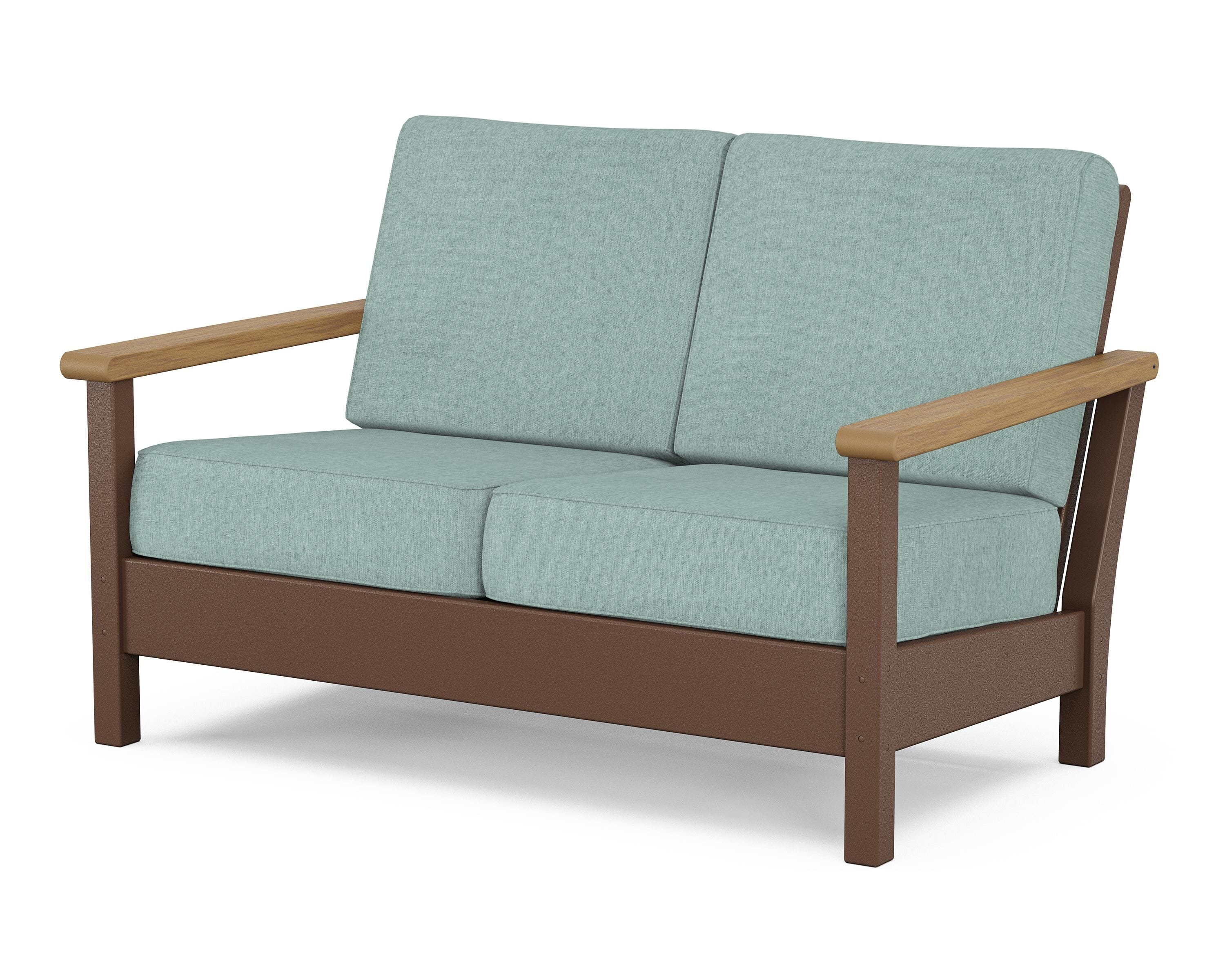 POLYWOOD® Harbour Deep Seating Loveseat in Mahogany / Natural / Glacier Spa