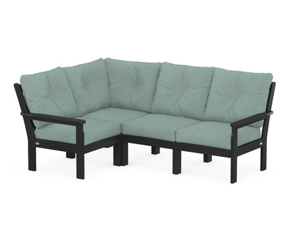 POLYWOOD® Vineyard 4-Piece Sectional in Black / Glacier Spa