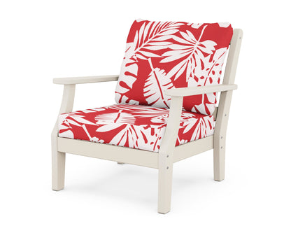 Martha Stewart by POLYWOOD® Chinoiserie Deep Seating Chair in Sand / Leaf Crimson