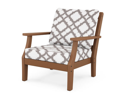 Martha Stewart by POLYWOOD® Chinoiserie Deep Seating Chair in Teak / Trellis Grey Mist