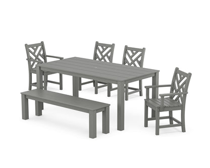 POLYWOOD® Chippendale 6-Piece Parsons Dining Set with Bench in Slate Grey