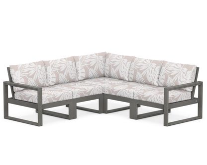 POLYWOOD® EDGE 5-Piece Modular Deep Seating Set in Slate Grey / Leaf Dune Burlap